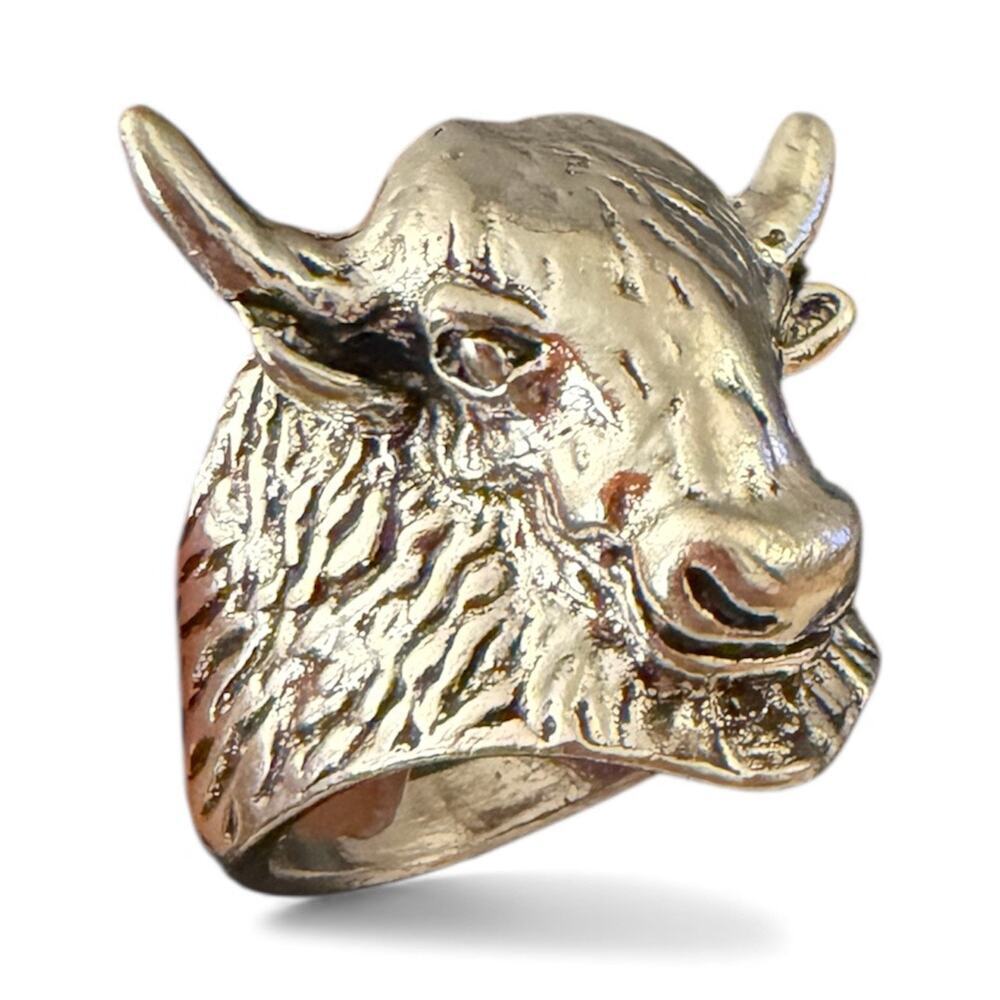 Raging Bull Head Statement Ring - Size 9 Unisex Fashion Zodiac Taurus/Ox